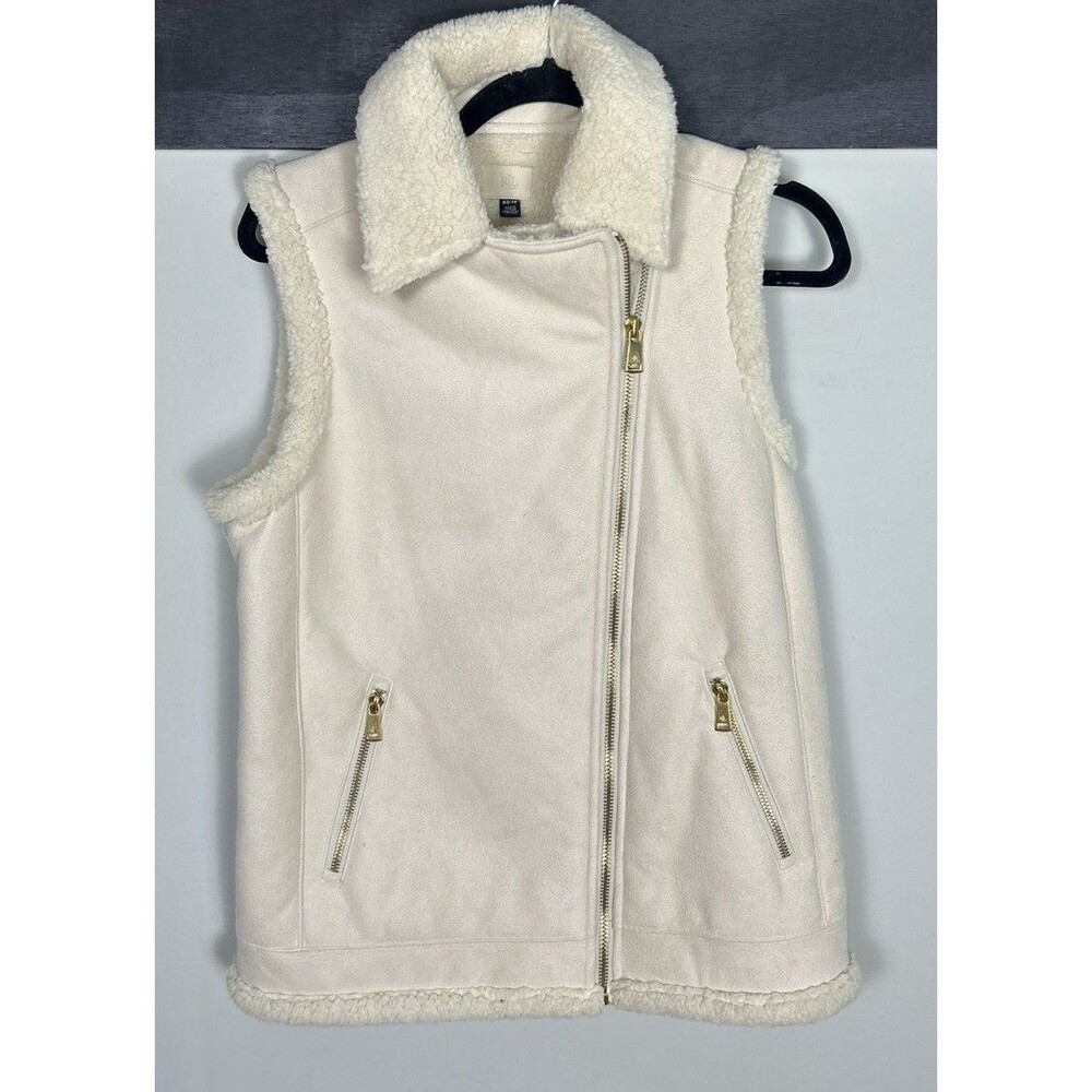Lauren Ralph Lauren Ivory Faux Suede Sherpa Vest Womens Sz XS